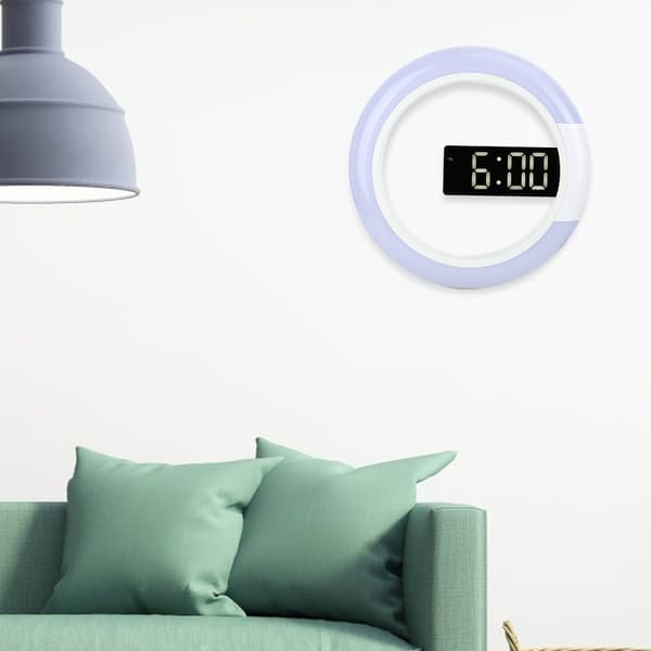 Innovative LED Wall Clock Modern Style Home Decor with Alarm, Temperature and Light Function White