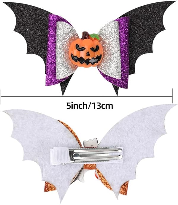 3 kpl Halloween-hiusklipsiä, Halloween-asusteet lepakko kurpitsa kallo