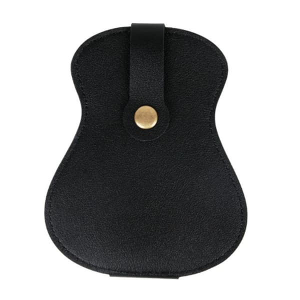 Guitar Pick Holder - Large Capacity PU Leather Pick Case Black