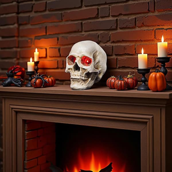 Halloween Uhyggelig Selvlysende Talende Dødningehoved (Rødt Lys 21x14cm)
