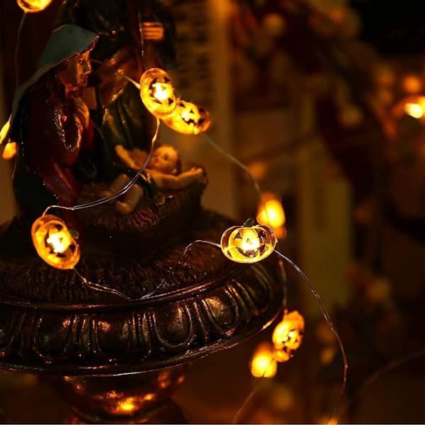 Halloween String Lights - LED String Lights - 30 LED - Decorative String Lights - Battery Operated - Waterproof - Pumpkin Lights - Halloween