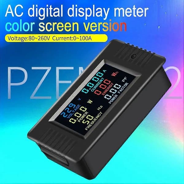 PZEM-022 Digital Smart Energimåler Enkelt LCD-display Farveskærm 6i1 Voltmeter Kwh-måler Effektmåler+Spole CT 100A