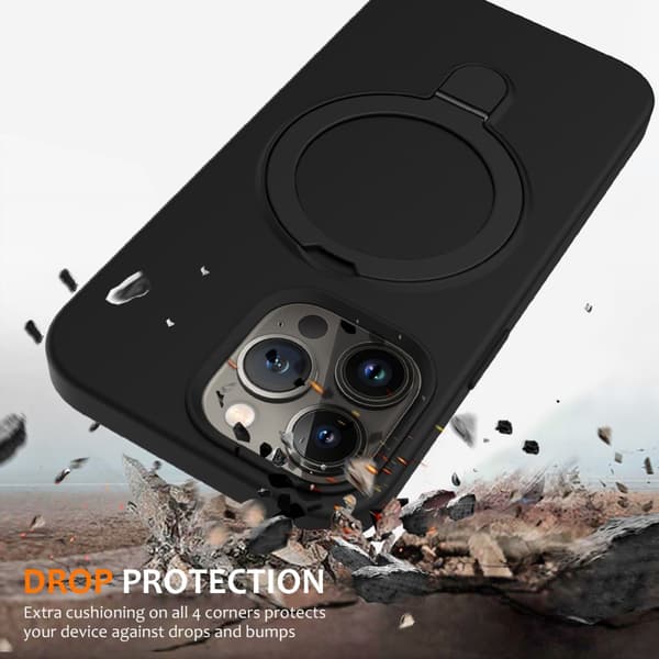 Silikonecover Kickstand MagSafe iPhone 16 Pro Sort