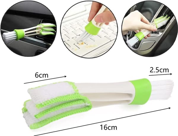 Blind Cleaning Tool - 2-in-1 Slat Duster with Microfiber Cloth - Adjustable Dust Brush for Window Blinds Grey grey