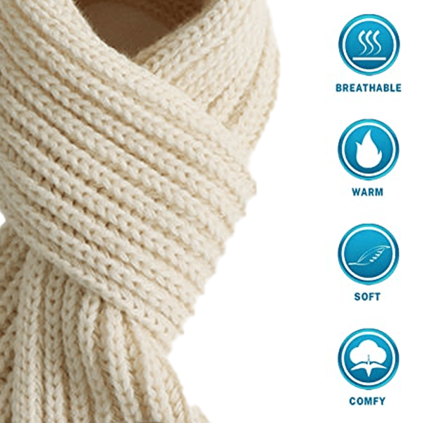 Småbarn Barneskjerf Gutter Jenter Vinterstrikket Varmt Skjerf Halsvarmer beige