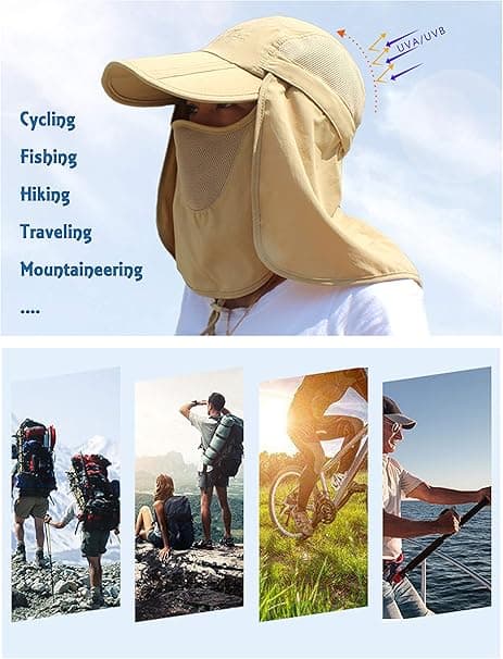 Djupgrå unisex safarikeps med extra långt nackskydd 360°