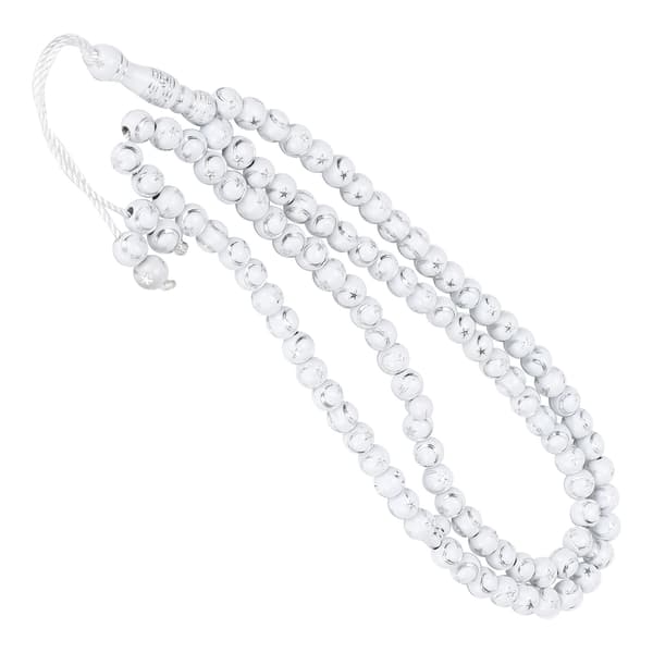 Muslim Rosary Islamic Prayer Tool 99 Beads Resin Gilding Religious Article White