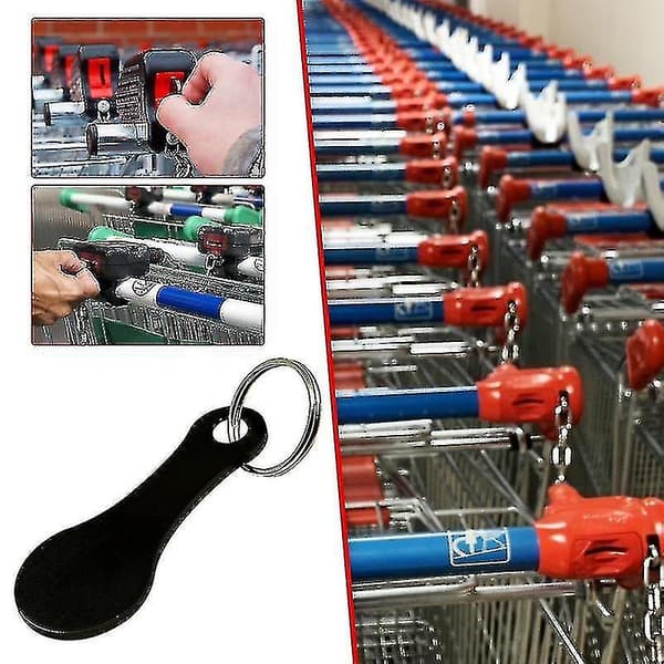 2 stk. nøglering til nøglering i metal aluminiumslegering sort indkøbsvogn token nøglering tilbehør dekor nøglering krog møntholder