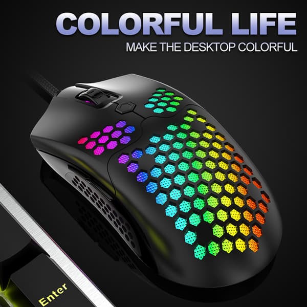Gaming Mouse USB Interface Wired Portable Desktop E-sports Hollow Mouse 16000dpi