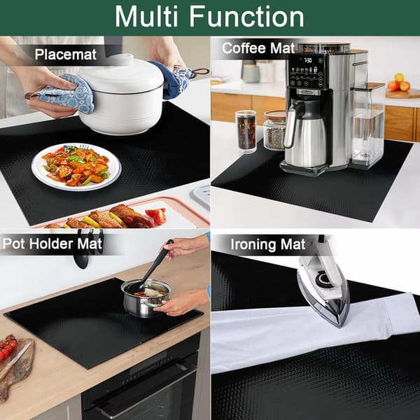 Induction Hob Protector Mat, Silicone, Heat and Scratch Resistant, Non-Slip, Black, 60x52cm