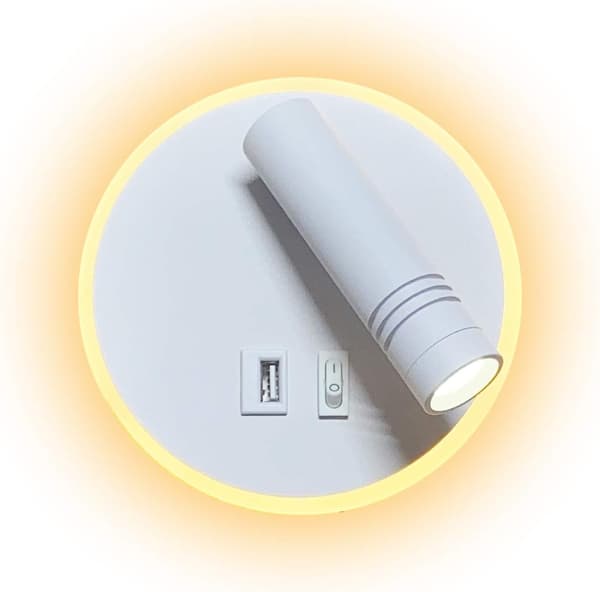 LED-seinävalaisin, 9W, yöpöytävalaisin USB-latauksella