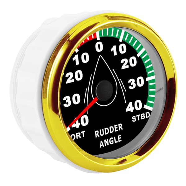 85mm Boat Rudder Angle Gauge IP67 Waterproof Multi-color Backlit 9-32V Direction Adjustable (Black Dial Gold Cover)