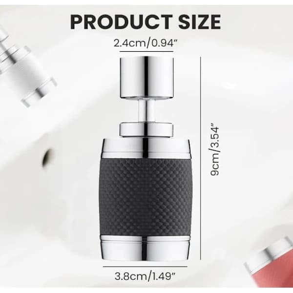 St 360 Graders Vridbar Sprutsikker Kranlufter, Vannbesparende Kranlufter Diffuser, Romaluminium, Silikon, Børstet