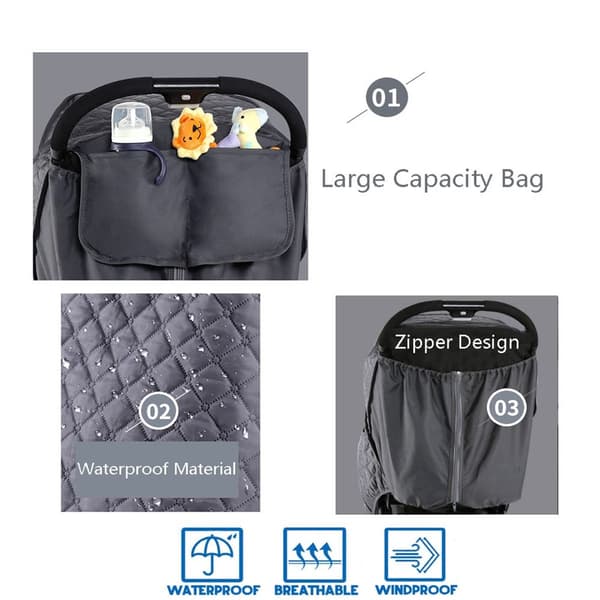 Universal Rain and Winter Cover for Strollers - Weatherproof, Waterproof, Snowproof - Stroller Accessory