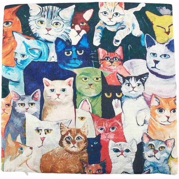 Decorative Linen Cat Pillowcase Cover, 45 x 45 cm
