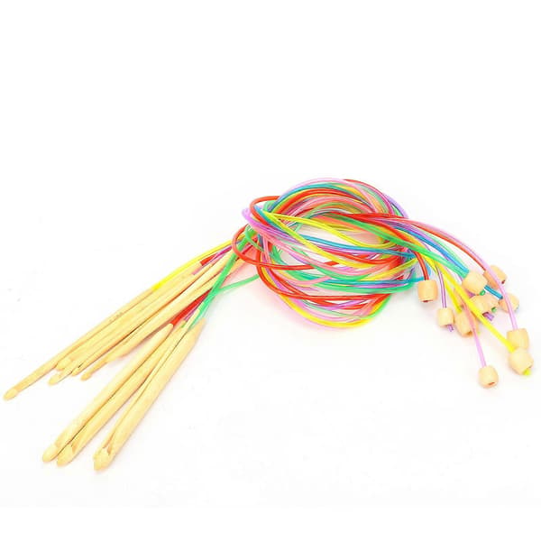 Carbonized Bamboo Tunisian Crochet Circular Knitting Needle with Bead for Carpet Blanket