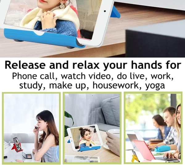 Desktop Phone Holder 2-pack, Foldable, Universal Adjustable Tablet Holder for Desk (Black+White)