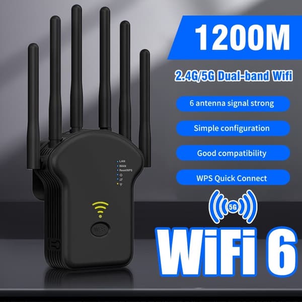 WiFi Range Extender Plug-in Repeater 300 Mbps 2.4 GHz with 4 Antennas Ethernet Port Easy Setup for Home Office Supports 35 Devices