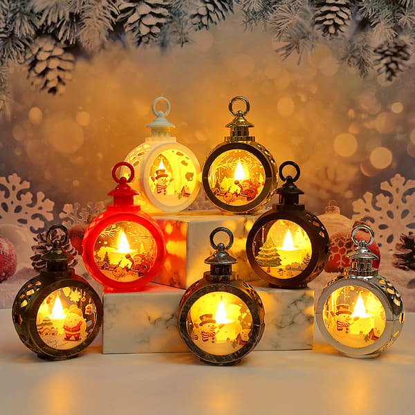 Christmas Home Decor Santa Claus Snowman LED Wind Lantern Christmas