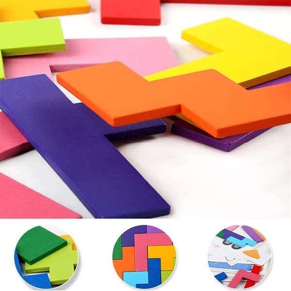 Set med 2 tangram logikspel i trä