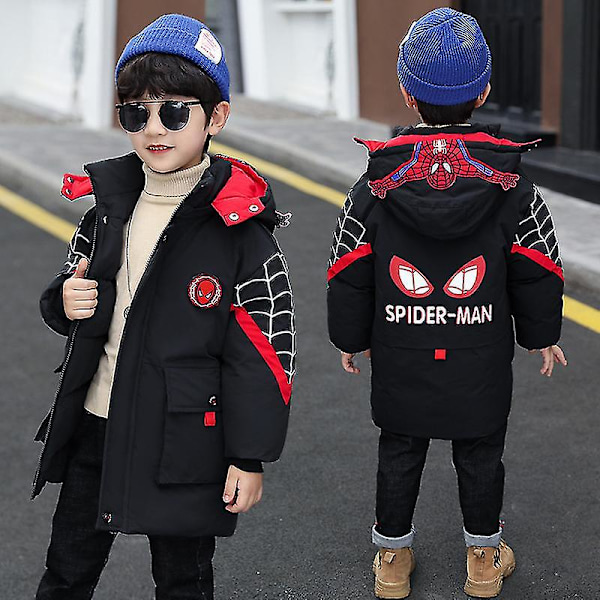 Spider-Man Huppari Lapsille Talvi Lämmin Takki Musta Black 120cm (4-5years)