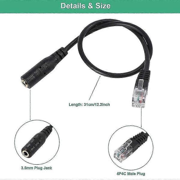 3,5 mm stik til RJ9 til headset til kontortelefonadapterkabel p20241126805 S202412301500