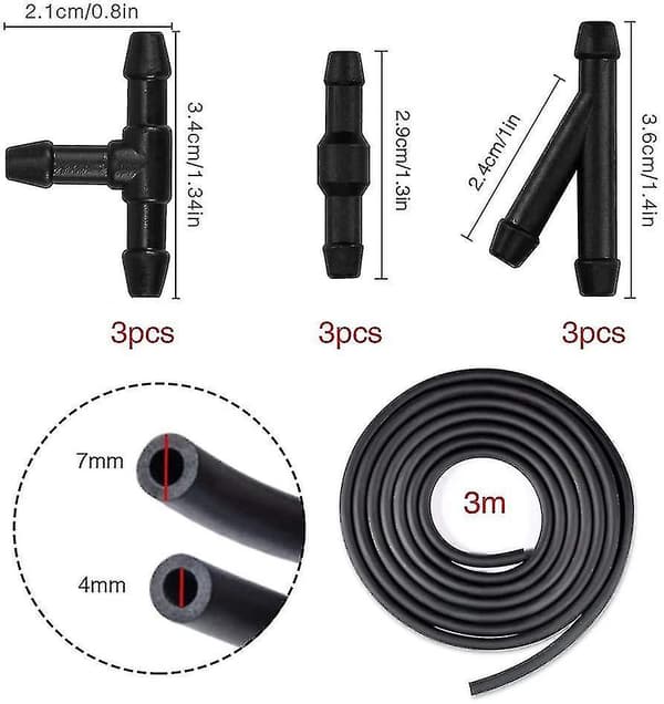 3m Windshield Wiper Hose Kit, Washer Fluid Hose, Hose, Wiper Nozzle Mist
