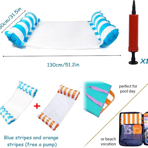 Water Hammock, 2 Pcs Floating Hammock, Inflatable Pool KLB