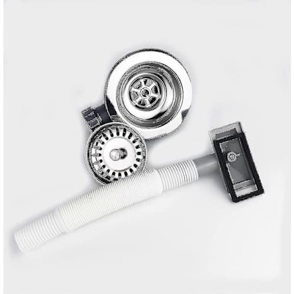 Vask 114 mm kurveventil og rektangulært overløb, rustfri stålvask kurveventil Ft[PL]