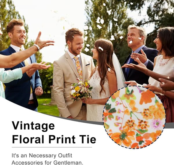 Herre Drenge Blomstret Slips, Selvbinder Slips til Bryllup Dimission Uniform Skoleskjorte -