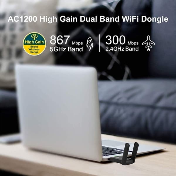 USB WiFi-adapter 1300 Mbps Dual Band 5 GHz 2,4 GHz trådløs netværksadapter med højforstærkningsantenne til Windows Mac OS X