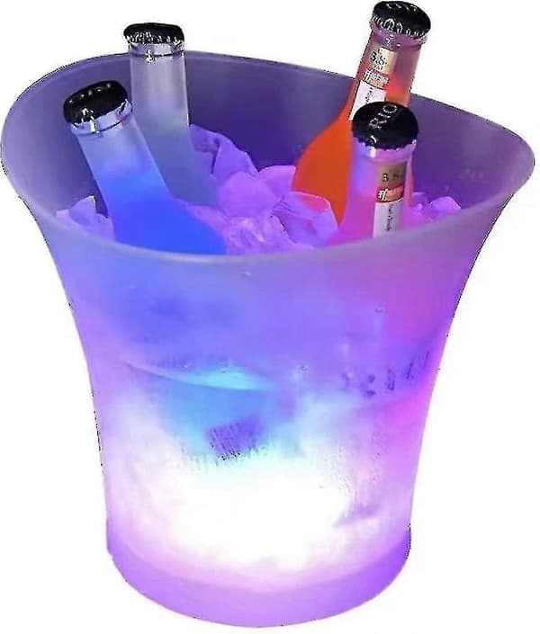 LED-iskøler, 5L stor kapacitet flaskekøler - Champagnekøler - Vinkøler - Drikkekøler - Køler LED vandtæt med farveskift, til fest