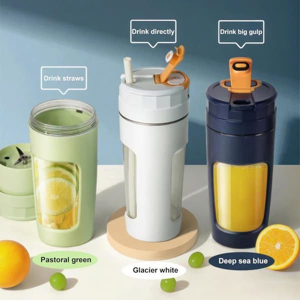 600 ML Portable Blender, Portable Smoothie Maker, 20000 RPM Powerful Smoothie Blender with 4 Blades (Blue)
