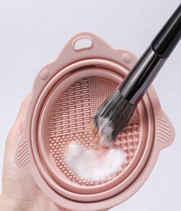 Silikone makeupbørsterense måtte, foldbar bærbar silikonebørsterenser til rengøring af makeupbørster og svampe