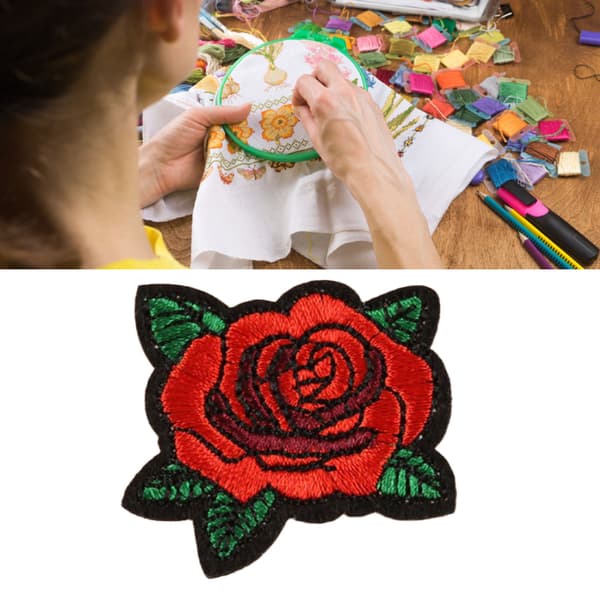 Rose Patch 1.6x1.5 inch Bright Color Easy to Use Durable Multifunctional Jacket Patch for Clothes Bag Shoes