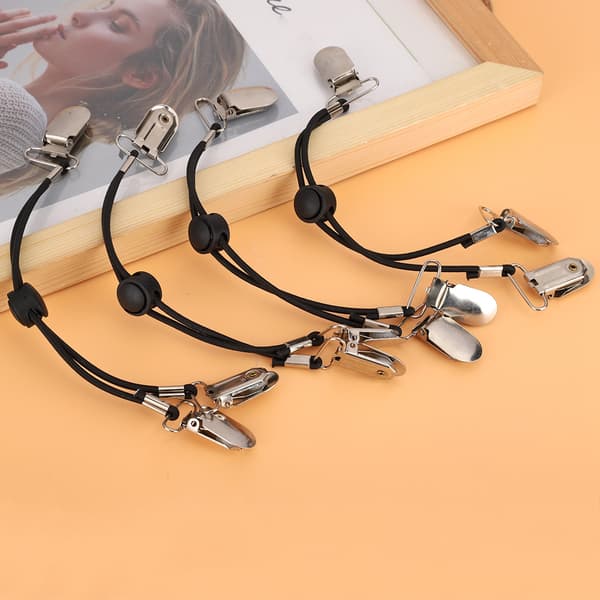 Multifunctional Adjustable Sheet Holders Fasteners Suspender Clips on Holder Gripper Straps (Black)