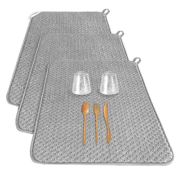 3 Pcs Dish Drying Mats, Absorbent Microfiber Sink Mats, Large Size Sink Underlay for Kitchen Counter