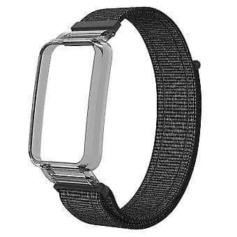 PC-deksel + Nylon Loop-rem for Xiaomi Mi Band 7 Pro (Reflekterende svart)