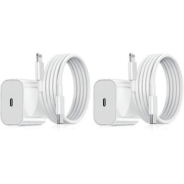 2-pak - Oplader til iPhone - Hurtigoplader - Adapter + Kabel 20W Hvid 2-pak iPhone