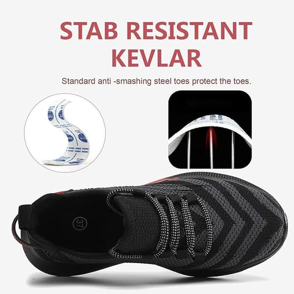 Sikkerhedssko til kvinder, letvægts sneaker med stålkappe, åndbare arbejdssko 37 EU Rød 37 EU Rød 37 EU Red 37 EU