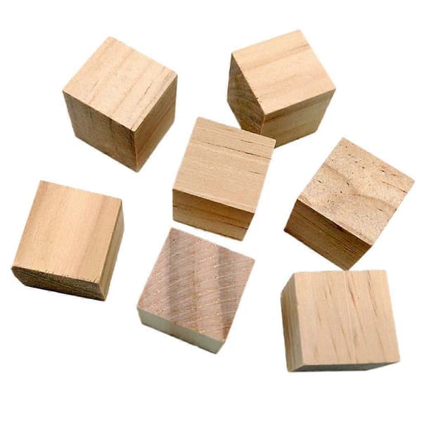 20x Bulk Natural Wood Blocks Square Cutout Wood Briquettes Modeling Decorations
