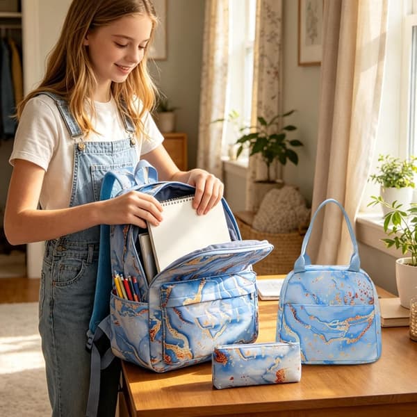 rygsæk til skolen med stor kapacitet, opbevaring blå - Himmelblå Blau - Sky Blue
