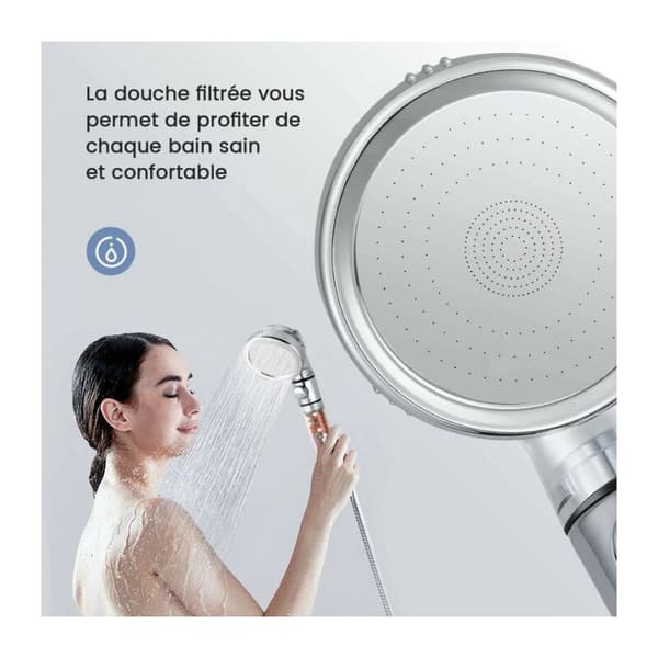 Anti-kalkfilter brusehoved, multifunktionel hydromassagebrusebad med håndfilter