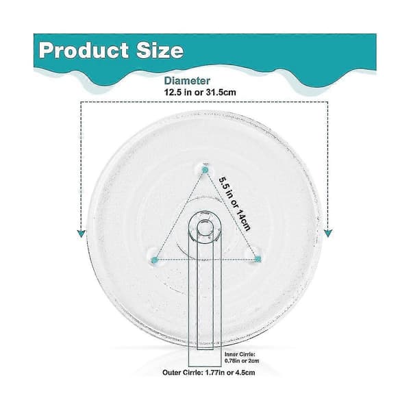 Microwave Replacement Glass Tray Glass Plate Turntable Tray Accessory Y-bottom 31.75 cm Durable Fo