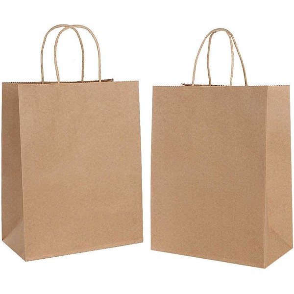 (Specialtilbud) Gavepose 30 stk. Kraftpapirspose med håndtag, Papirpose til fødselsdag, bryllup, jul og festligheder (tyk)