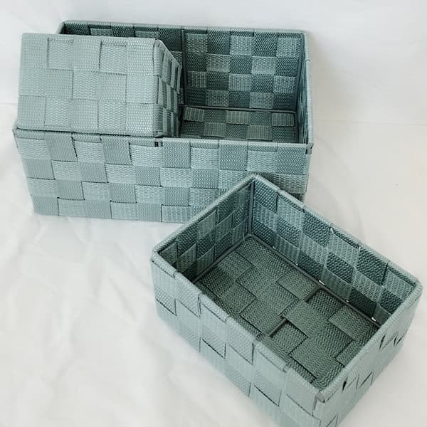 Mintgrön badkorg med lock 17 x 13 x 9 cm - Badrum
