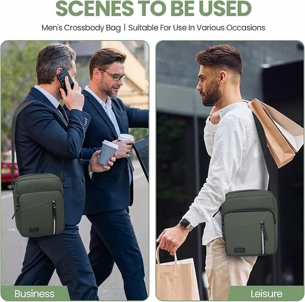 Messenger-tasker til mænd med flere lommer, afslappede crossbody-tasker til mænd til forretning, daglig brug, rejser (19*9*24cm)