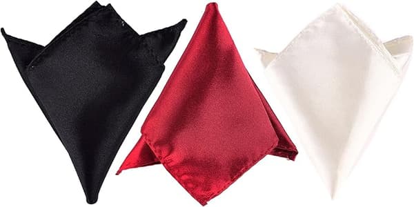 Satin 3-pakning, ensfarget bryllup herrelommetørkle kontor S