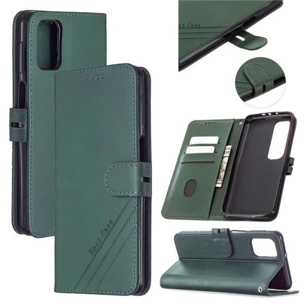 Til Samsung Galaxy A52 5G 6.5 \" Mørkegrøn Etui PU Læder Flip Pung Etui[DB] rød red