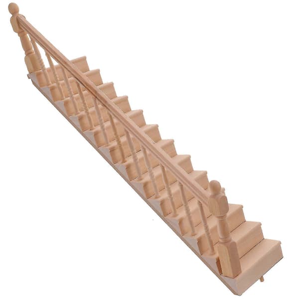 Miniature Staircase Unpainted Staircase Micro Landscape Mini House Accessories (Left Handrail)